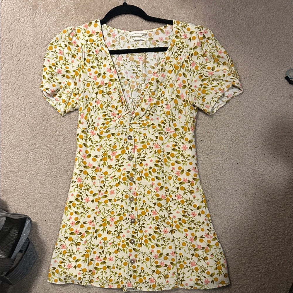 Urban Outfitters Floral Mini Dress - Cream and Yellow